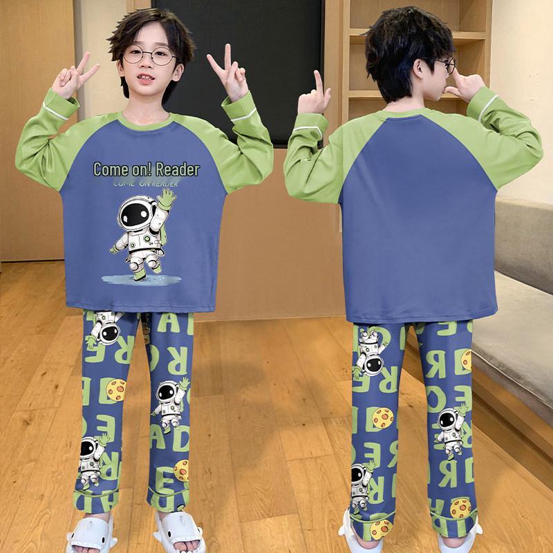 2026 Stylish Girls' Long-Sleeve Pajama Set for Spring/Fall - Cute Big Kid Sleepwear