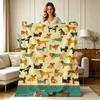Cozy Flannel Throw Blanket with Cute Dog Pattern All Season Warm Soft Lightweight Blanket for Sofa Couch Chair Bedroom Office Living Room Home Decorat