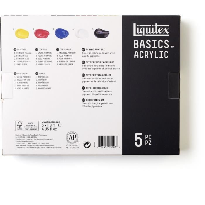 Liquitex assortiment acrylique basics - 5 x 118 ml