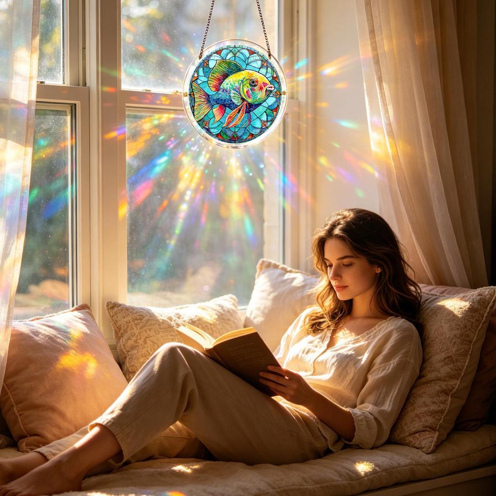 Jigsaw Puzzle Suncatcher Animal Pattern Art Ornaments 7.48 Inches Window Suncatcher For Home Living Room Window Outdoor Patio
