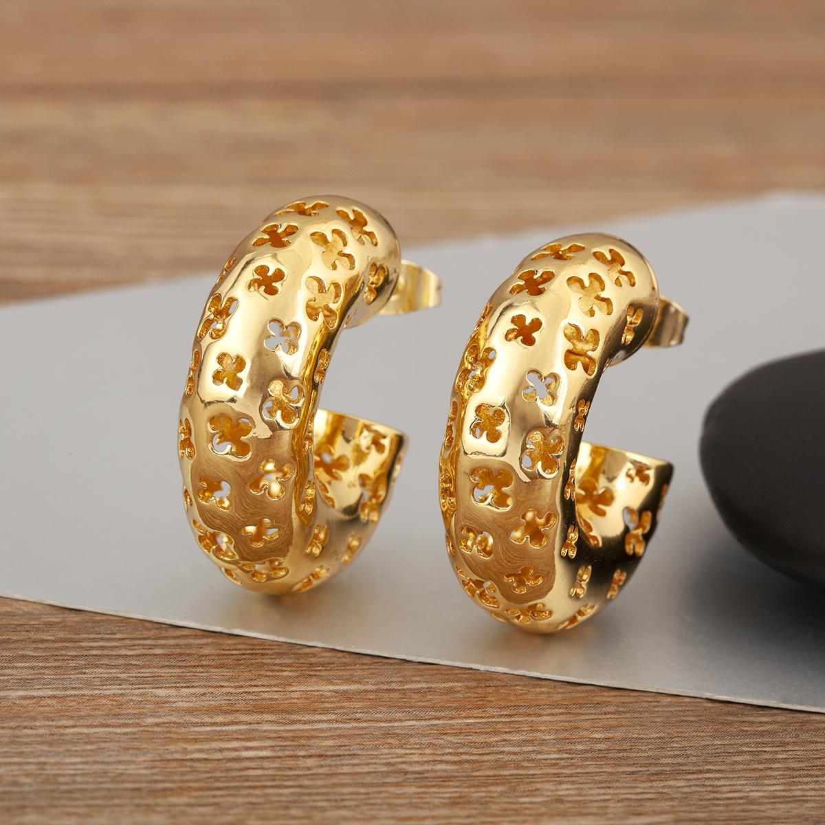 Nidin New Fashion Lucky Geometric Twisted Design Hoop Earrings For Women Female Circular/Semi-Circular Fine Ear Jewelry Gifts