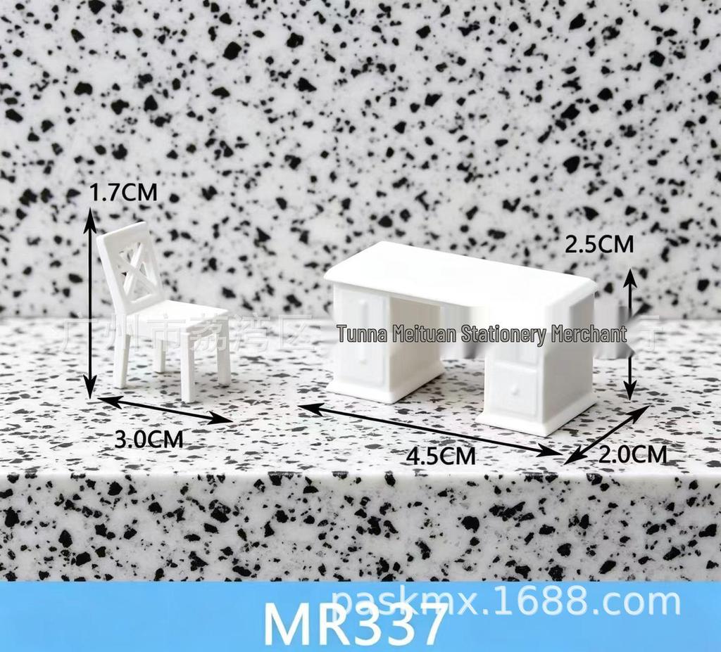 Miniature Interior Model Set: 1:30 Scale Table and Chair for Simulation Building
