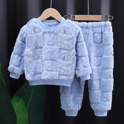 Two-piece Autumn Winter Home Sleepwear Set Boy and Girl Baby Fleece Warm Outdoor Children Girls Homewear Suits Thickened Fabric