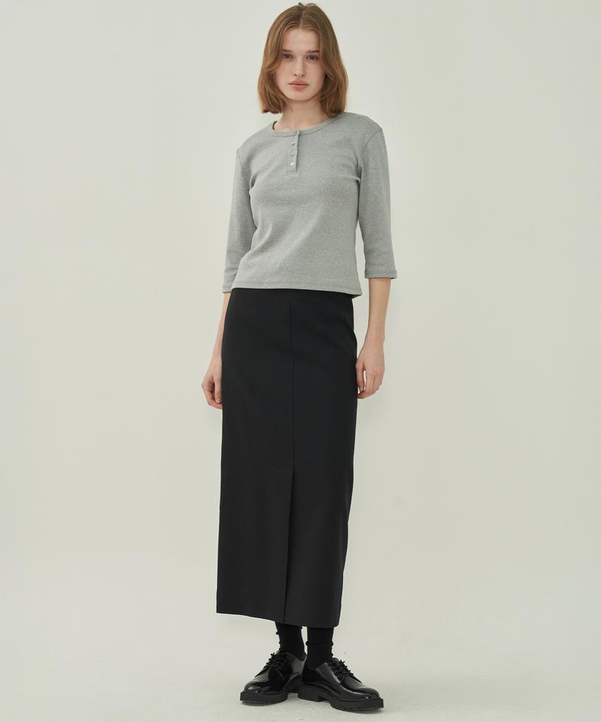 MOTT Essential Slit Long Skirt - Black