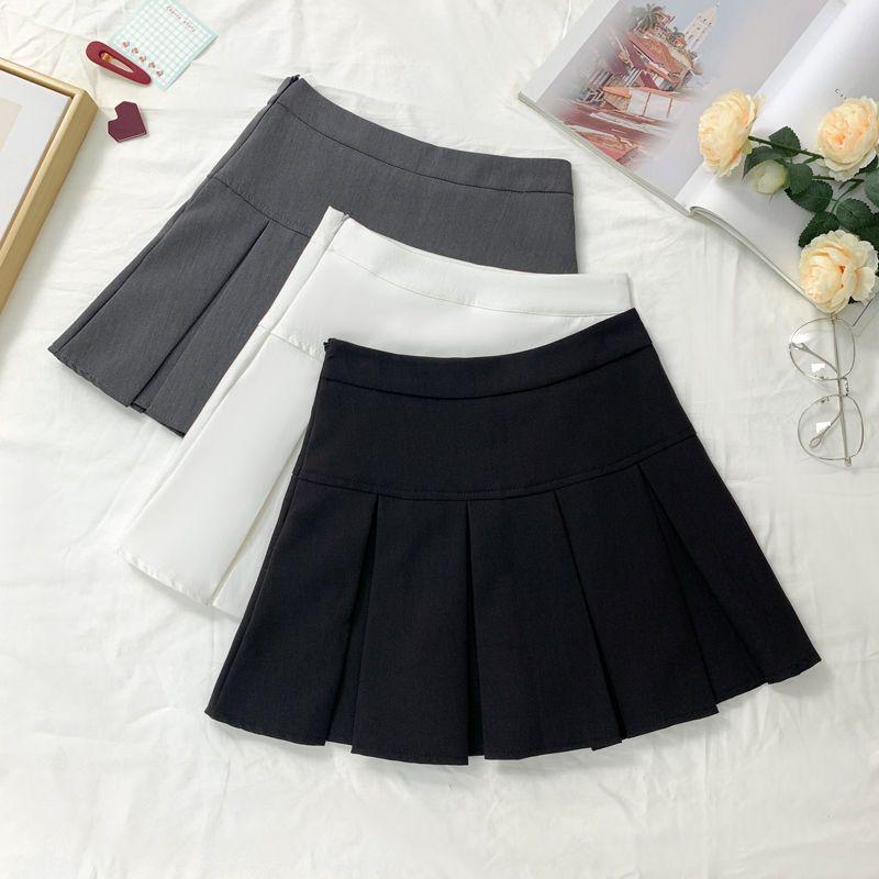 Pleated Skirt Women Spring and Summer Skirt Black Short Skirt High Waist A Umbrella Skirt