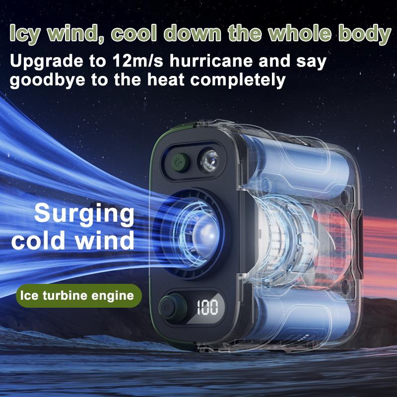 6000mAh High Speeds Outdoor Portable Waist Fan Hanging Neck Fans Multifunctional Strong Wind For Sports Courier Outdoor Working