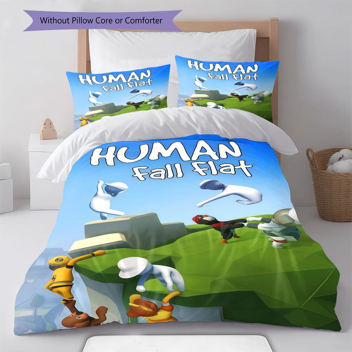 

Human Fall Flat RugPattern Bedding Quilt Set Quilt Cover Pillowcase Home Decoration Birthday Gift (1 * duvet cover + 2 * pillowcase, without core) 135x200cm