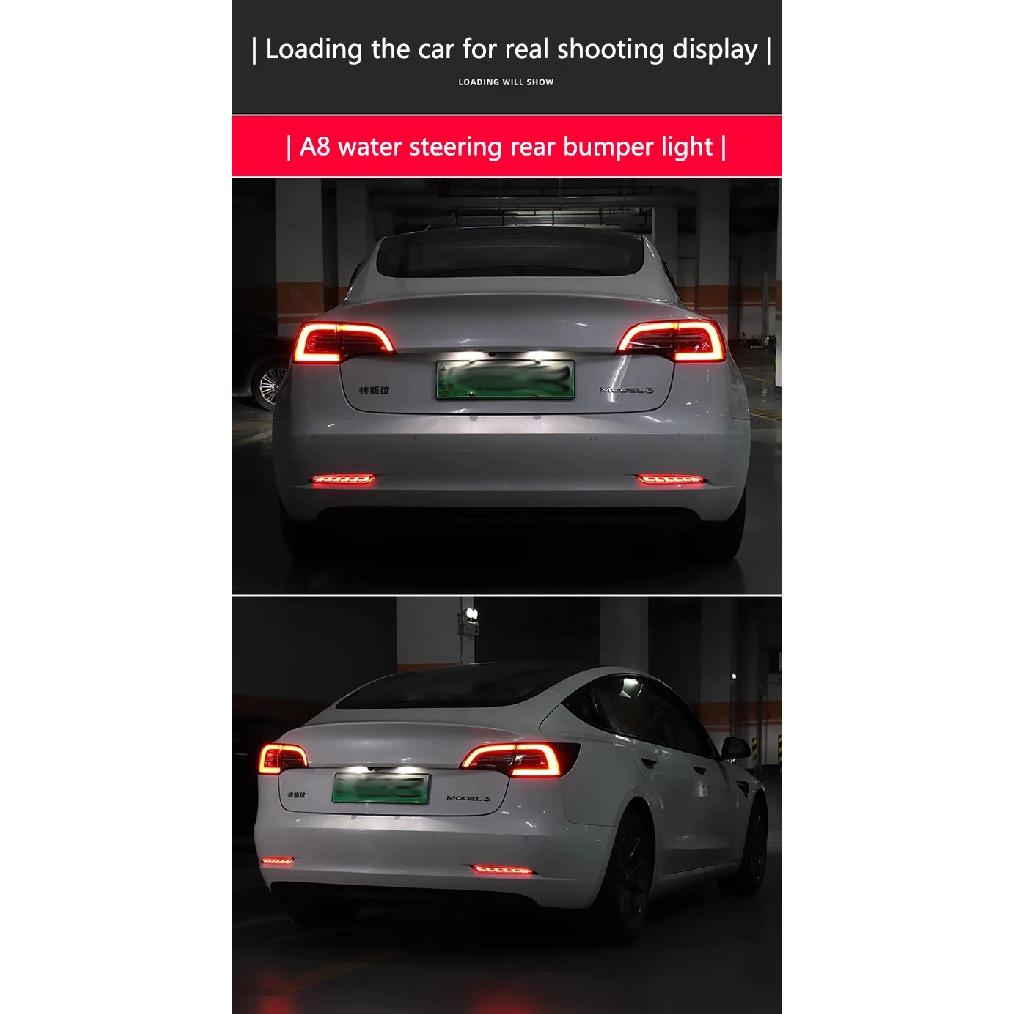 ModelY 2024 Rear Bumper LED Fog Lights Streamer Turn Signal Lamps Tail Lights For Tesla Model 3/Y 2017-2023 Auto Exterior Parts