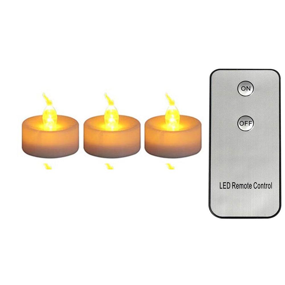 3/6/12 Pieces Remote Control White Flameless Decorative LED Tealight Candles Battery Operated Small Yellow Flickering Light