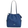 Faye 28 Classic Logo Drawstring Closure Denim Bucket Bag Women Bags Blue CAR37-SVIN