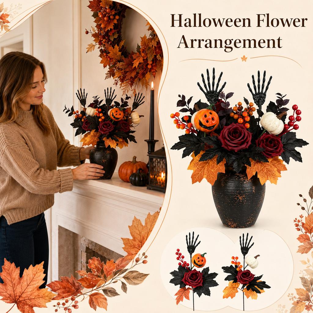 Halloween Decorations Faux Pumpkin Branch Bouquet for Party and Home Decor