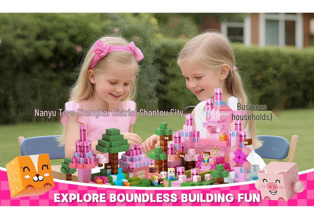 Pink Castle Magnetic Building Blocks: Educational Construction Set for Kids