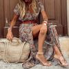 Lång klänning för kvinnor Summer Beach Bohemian Klänningar Vestido Casual Robe Kvinnliga Kläder Y2K Blommig kjol Elegant Maxiklänning