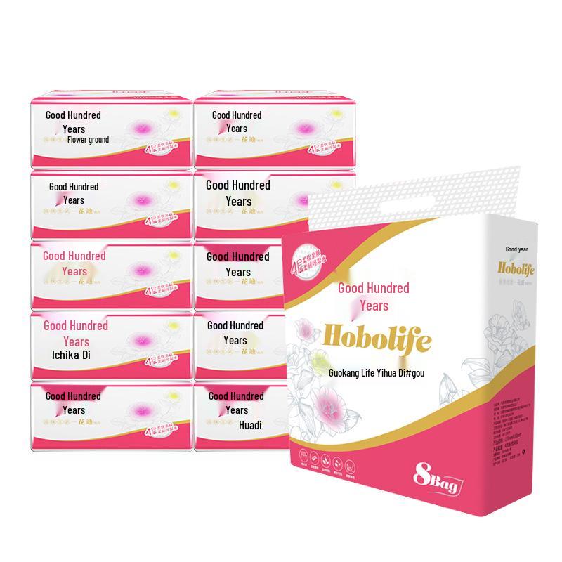 Huadi Large Facial Tissue Packs (8) - Virgin Wood Pulp, Four-Ply, L Size Wet Wipes