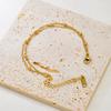 S09 Simple Korean Double-layer round Ball Small ball Gold bead bracelet, stainless steel gold women's