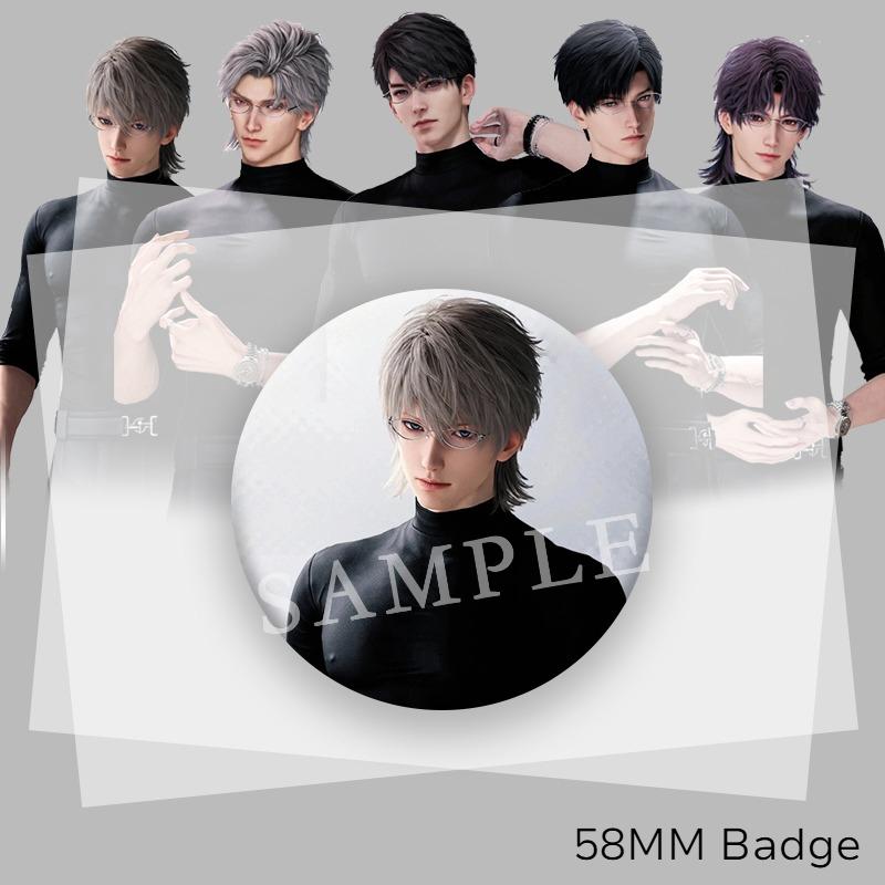 1/5 Stück 58MM Love and Deepspace Sylus Rafayel Zayne Xavier Caleb Anime Cosplay Abzeichen Schwarzes Enganliegendes Oberteil Brosche Anstecknadel Kostümdekoration