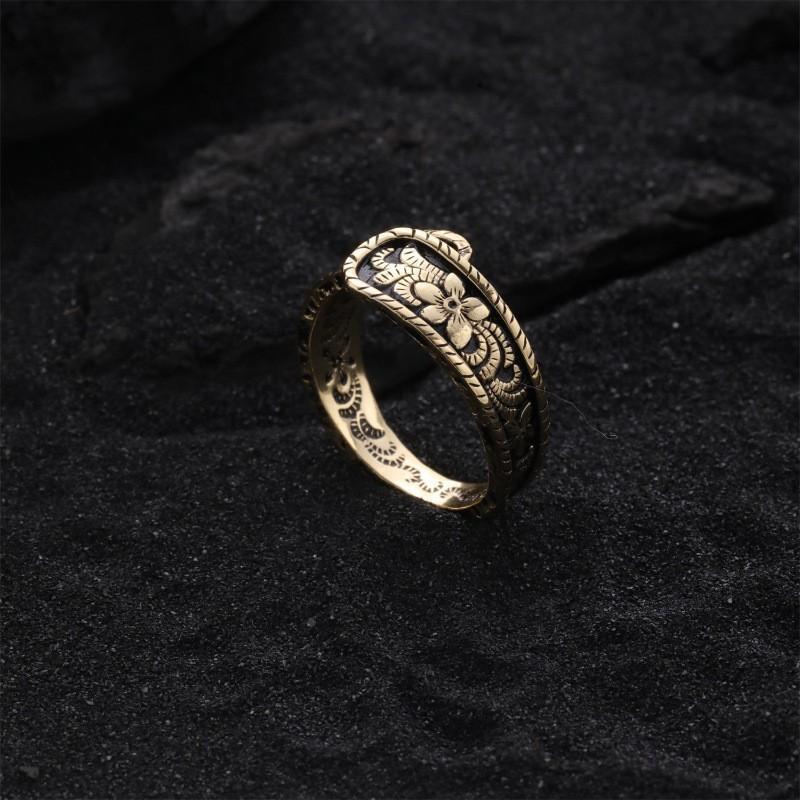 Sophisticated Antique Gold Adjustable Ring For Women With Unique Geometric Zircon Design