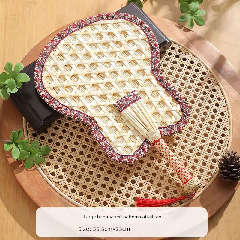 Summer Straw Fan, Hand-Woven Traditional Hand-Held Summer Fan, Banana Leaf Fan, Chinese Style, for Babies and Children, Household Use