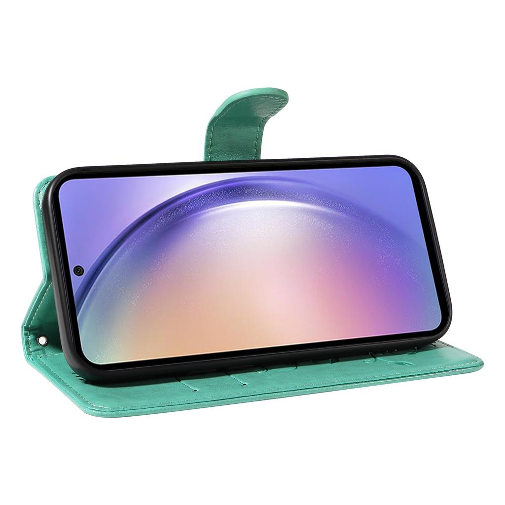 For Samsung Galaxy A54 5G PU Leather Cases Flower Pattern Wallet Stand Phone Cover with Strap