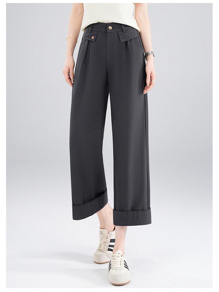 High-Waist Slimming Pleated Pants, Nine-Tenths Length, Spring/Summer 2026 Fashion, Yamamoto Fuyun Design, Thin and Stylish for Commuting.