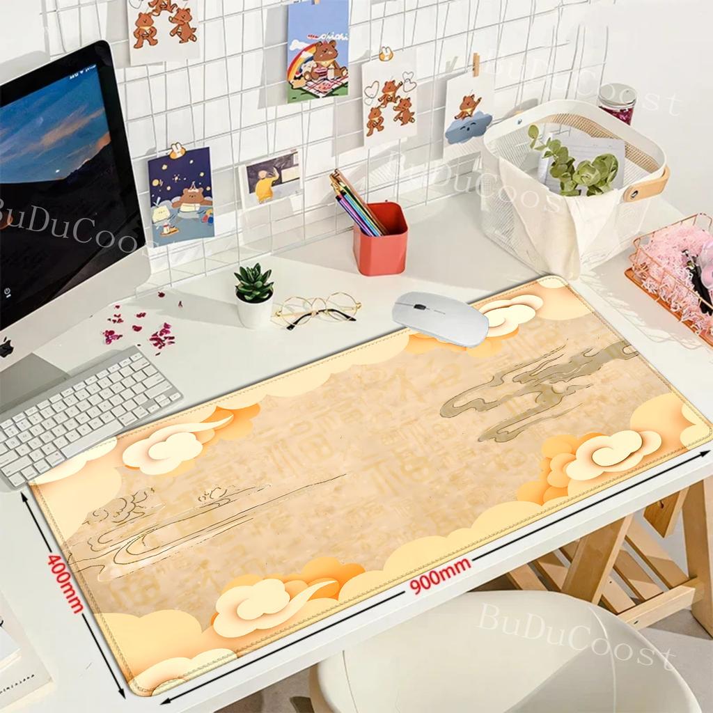Large Size Mousepad Propitious Clouds Desk Mat Kawaii Cartoon Mouse Pad Rubber Table Mat Lucky Cloud Gaming LockEdge KeyboardMat