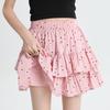 Women's Pleated A-line Skirt White Ruffles Elastic Waist Slim Thin Casual Cute Sweet Cake Skirts Summer Clothing Y2k