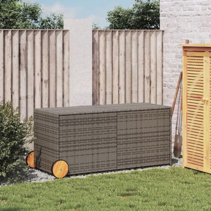 VidaXL Garden Storage Box and Wheels, Tool Chest, Storage Furniture, Patio Terrace Organizer, Grey 365318