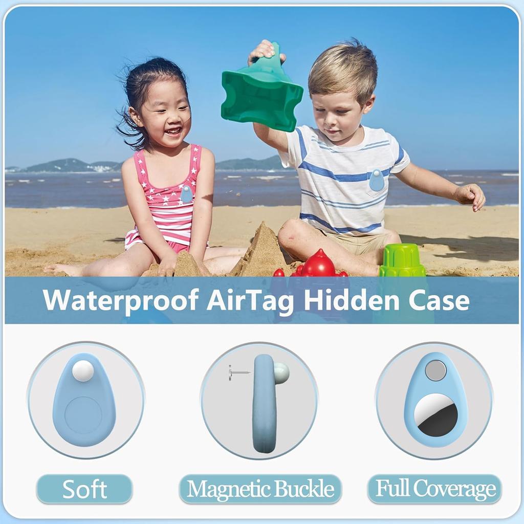 Für Airtag Halter Kinder Versteckt 1 Pack Hülle, Anti-Entnahme Silikonhülle mit Stiften, für Kinder, Ältere, Haustiere, Rucksack, Gepäck