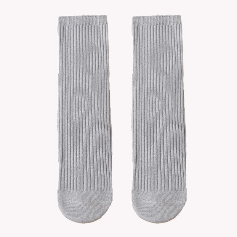 Korean-Style Candy Color Mid-Calf Cotton Socks for Girls and Babies - Thin, Double Needle, Spring & Autumn Piled Socks