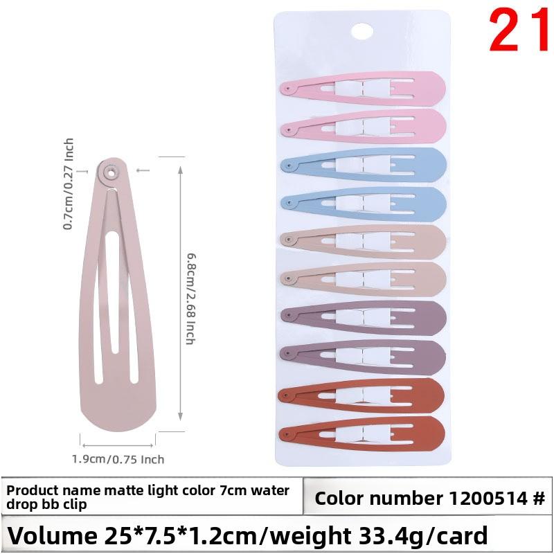 Little Girl Hair AccessoryTeardrop-shaped Loose Hair Bb Clip Adult Colored Metal Straight Clip Matte Side Hair Clip