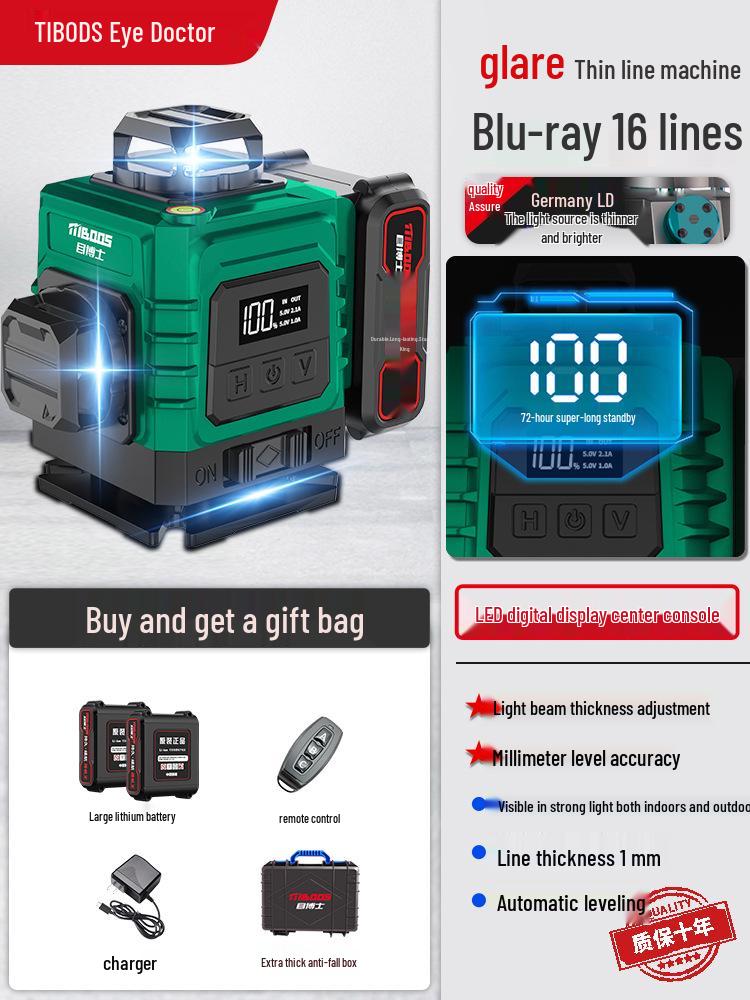 High-Precision Infrared & Green Light Laser Level with Auto-Leveling for Engineering and Surveying