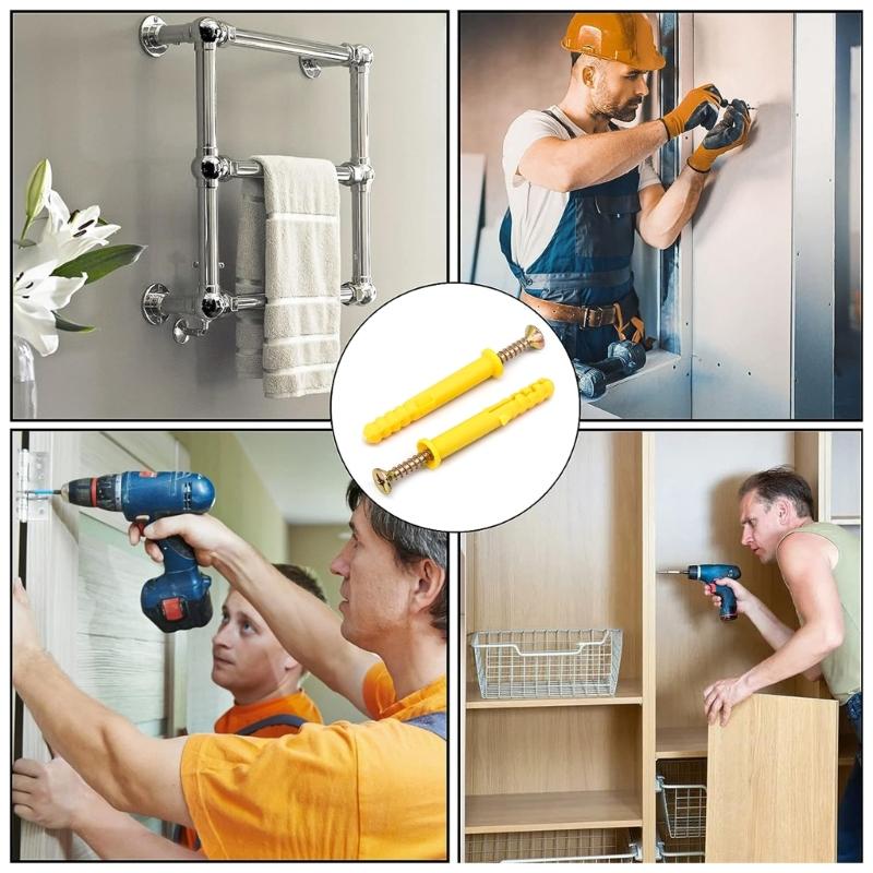 Industrial Grade Small Expansion Screws Masonry Screws & Wall Plugs Set 100pcs