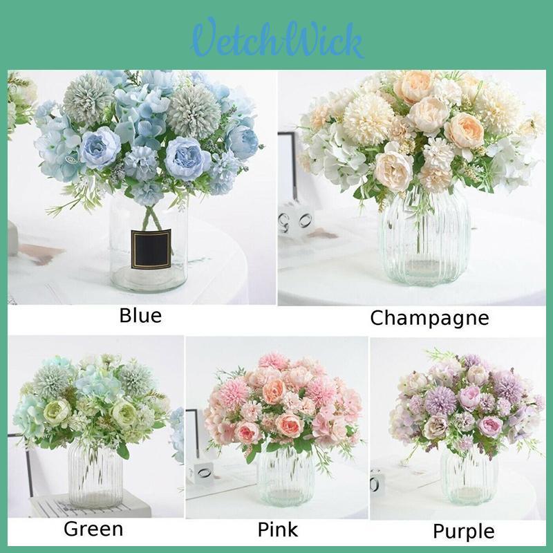 Exquisite 7 Heads Artificial Fake Silk Flowers Rose Peony Bunch For Elegant Home Decor