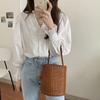 Women's French V-Neck Ruffled Puff Sleeve Shirt - Spring/Autumn Korean Chic