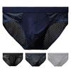 Męskie majtki Średni stan Elastyczna talia Siatkowe szwy Jedwabne majtki Oddychające Jednokolorowe U-Convex Bielizna Codzienne noszenie