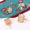 Temperament Vintage Flower Clothing Accessory Square Heart Women Brooches Shawl Buckle Pearl Scarf Buckle