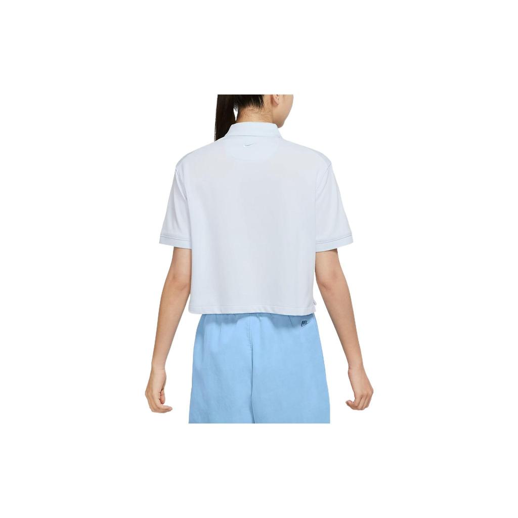 Nike SS22 Solid Color Polo Shirt Women Tops Gray White DC3427-085