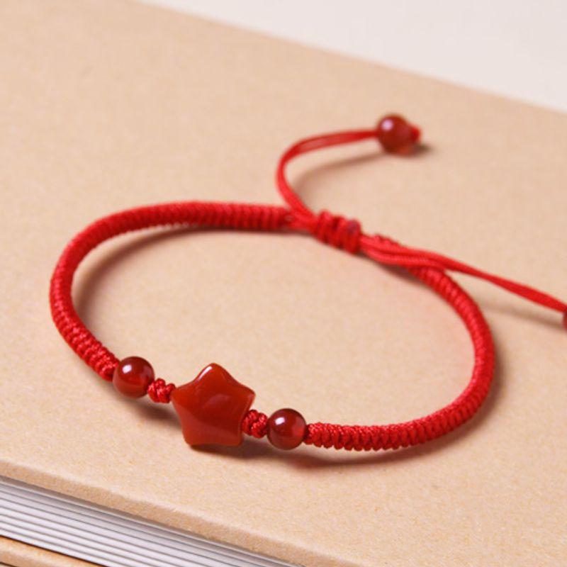 

Натуральный красный агат XINGX Браслет Год рождения Узел Дордже Ремешок Женский Плетеный Красный Ремешок на руку Ремешок Пара Подарок девушке One Star Red Wrist 15