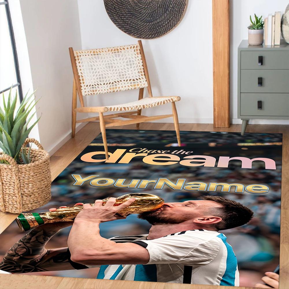 Messi 64 Personalized Text Area Rug Perfect for Game Room Playrooms Study room Outdoor Anti-slip Rug Decorate Offices Perfect Gift for Women/Men