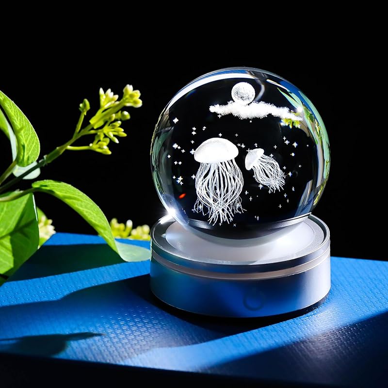 Kertari K9 crystal ball jellyfish 3D model birthday present male woman Popular [Genuine] Interior animal figures figurine fashionable Healing goods