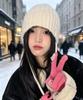 Autumn and winter new lace-up knitted bucket hat women's thick wool showing face small bucket hat strap thermal basin hat