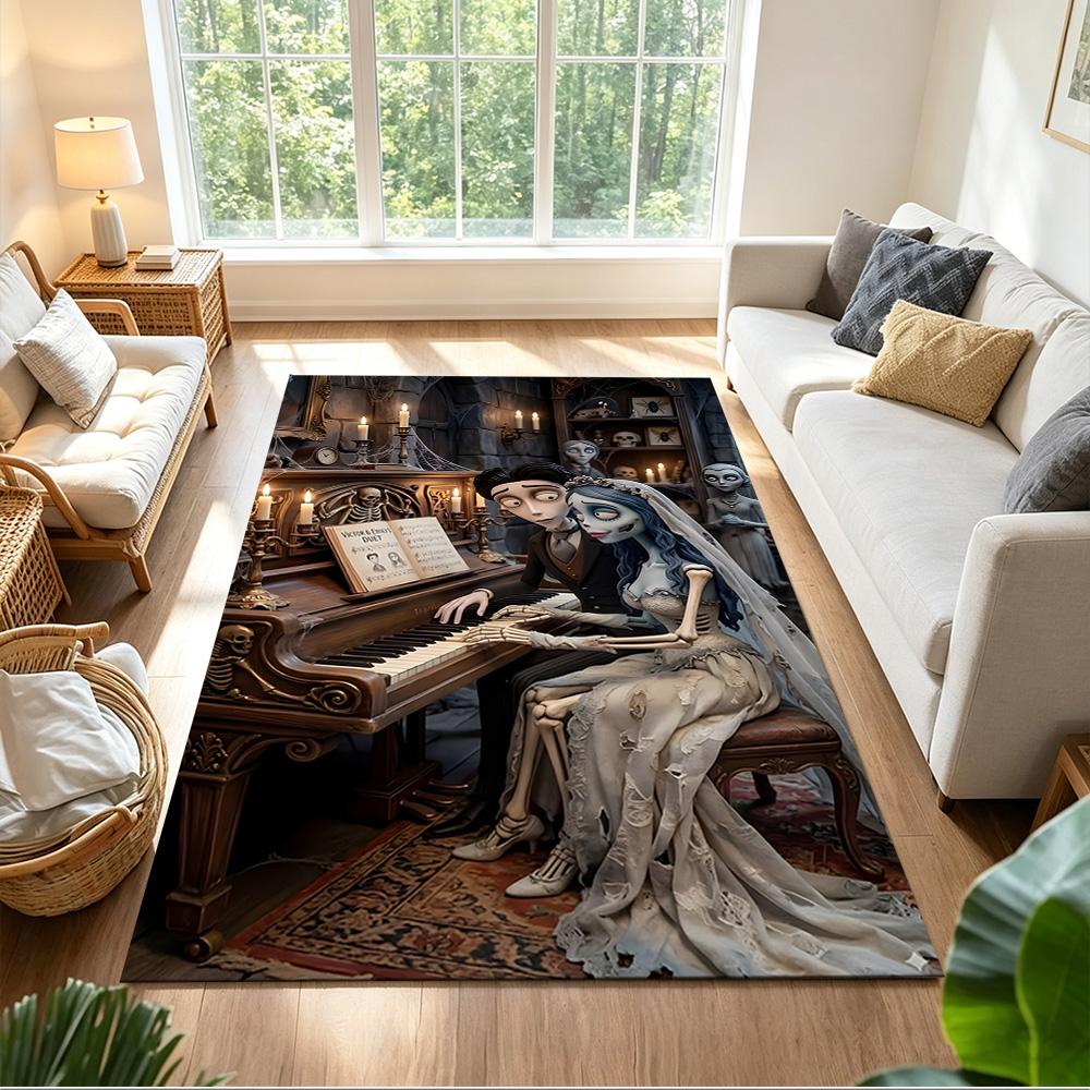 Corpse Bride Eternal Love In Graveyard Non-Slip Home Carpet Design for Office Decor Living Room Bedroom Gift