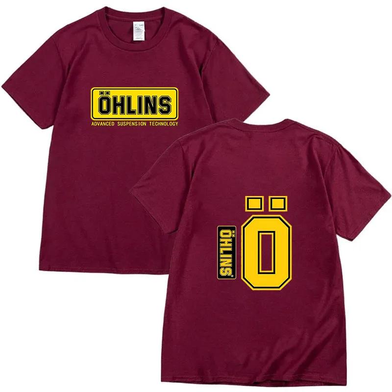 New Men's Unique Ohlins Sports Racing T-Shirt Pure Cotton Casual Shock Ohlins RXF34 M.2 Men's Comfortable and Popular Tee