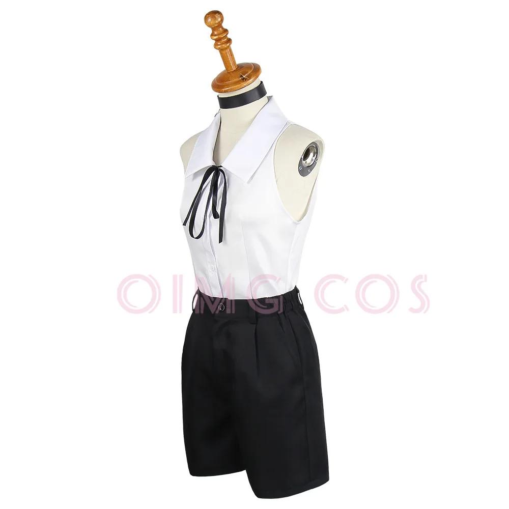 Reze Cosplay Kostüm Chainsaw Man Outfits Blauer Anzug Hemd Krawatte Kurz Halsring Frauen Anime Uniform Halloween