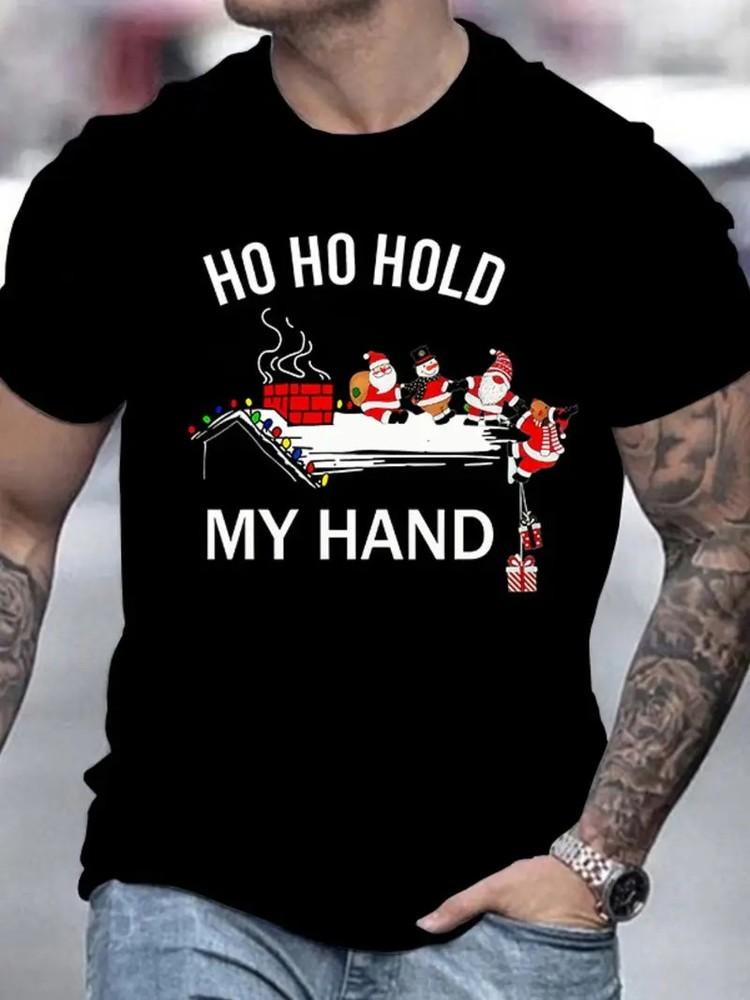 

Funny Christmas T-Shirt - Ho Ho Hold Santa Claus and Elves Graphic M