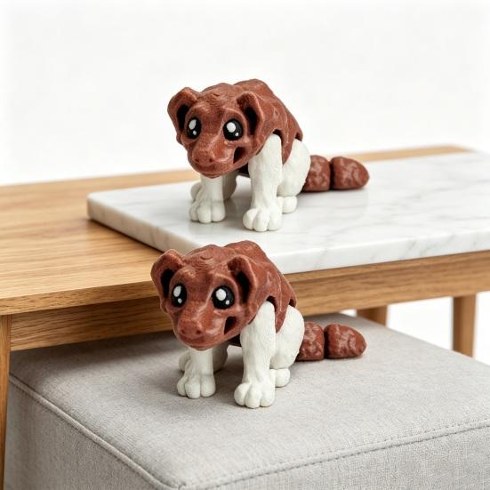Articulated Dog Figurine, 3D Printed Cute Puppy with Movable Joints, Colorful Desk Pet for Home Office, Stress Relief Toy Gift