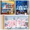 Festive Home Window Ornaments 2027 Christmas Static Clings Snowman Snowflake Holly Glass Stickers Clear Vivid Film Reusable Xmas Decals for