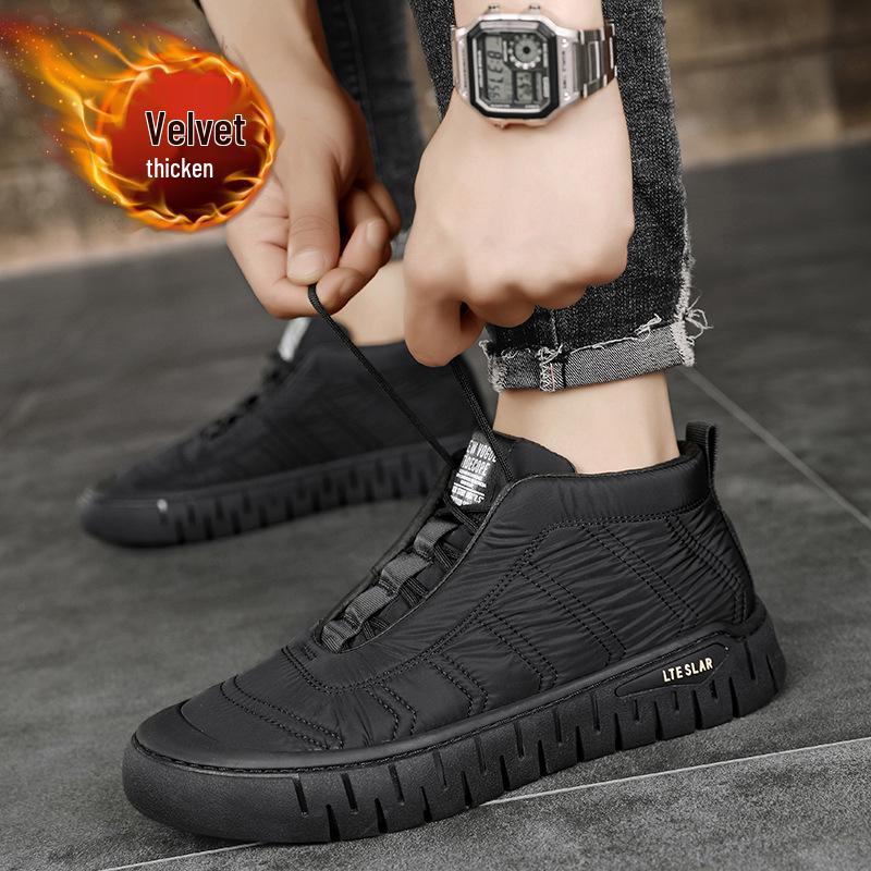 

Мужские утепленные флисом высокие зимние ботинки с нескользящей подошвой 42