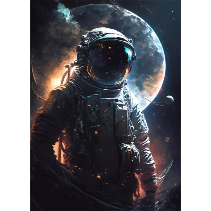 Astronaut In Flowers Canvas Painting Cosmonaut and Planet Posters Prints Modern Wall Art Pictures for Home Kid Beroom Decoration