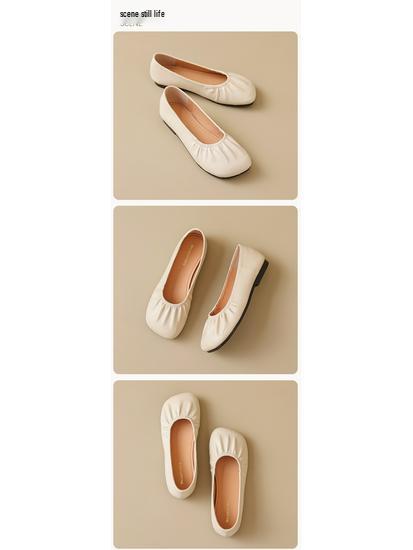 Weiwei Girl Women's Retro Square Toe Slip-On Flats with Soft Sole